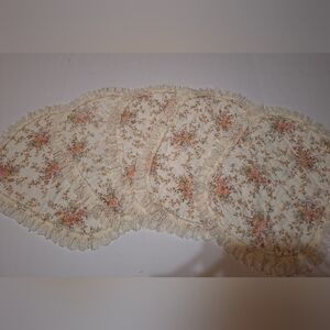 VINTAGE Quilted Retro Floral Cottage Grandma  PLACEMATS Lace Trim Set Of 5